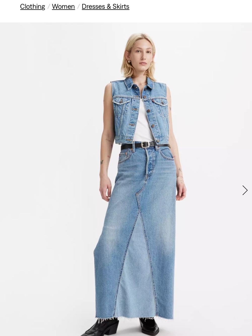 Levi’s Icon Long Skirt in Own It-Medium Wash